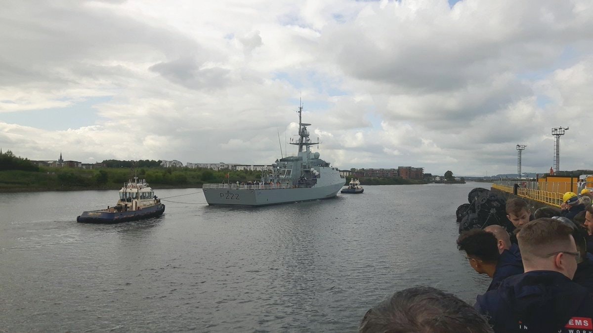 New Offshore Patrol Vessel HMS Forth sails from Glasgow on sea trials