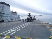 British medical vessel training with Apache helicopters