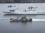 Royal Navy helicopters hunt ships in Norwegian fjords