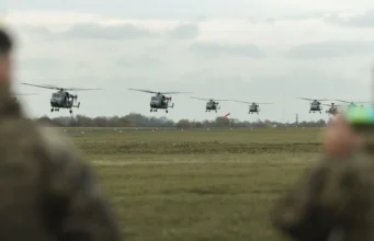 British and French helicopters in huge air assault exercse