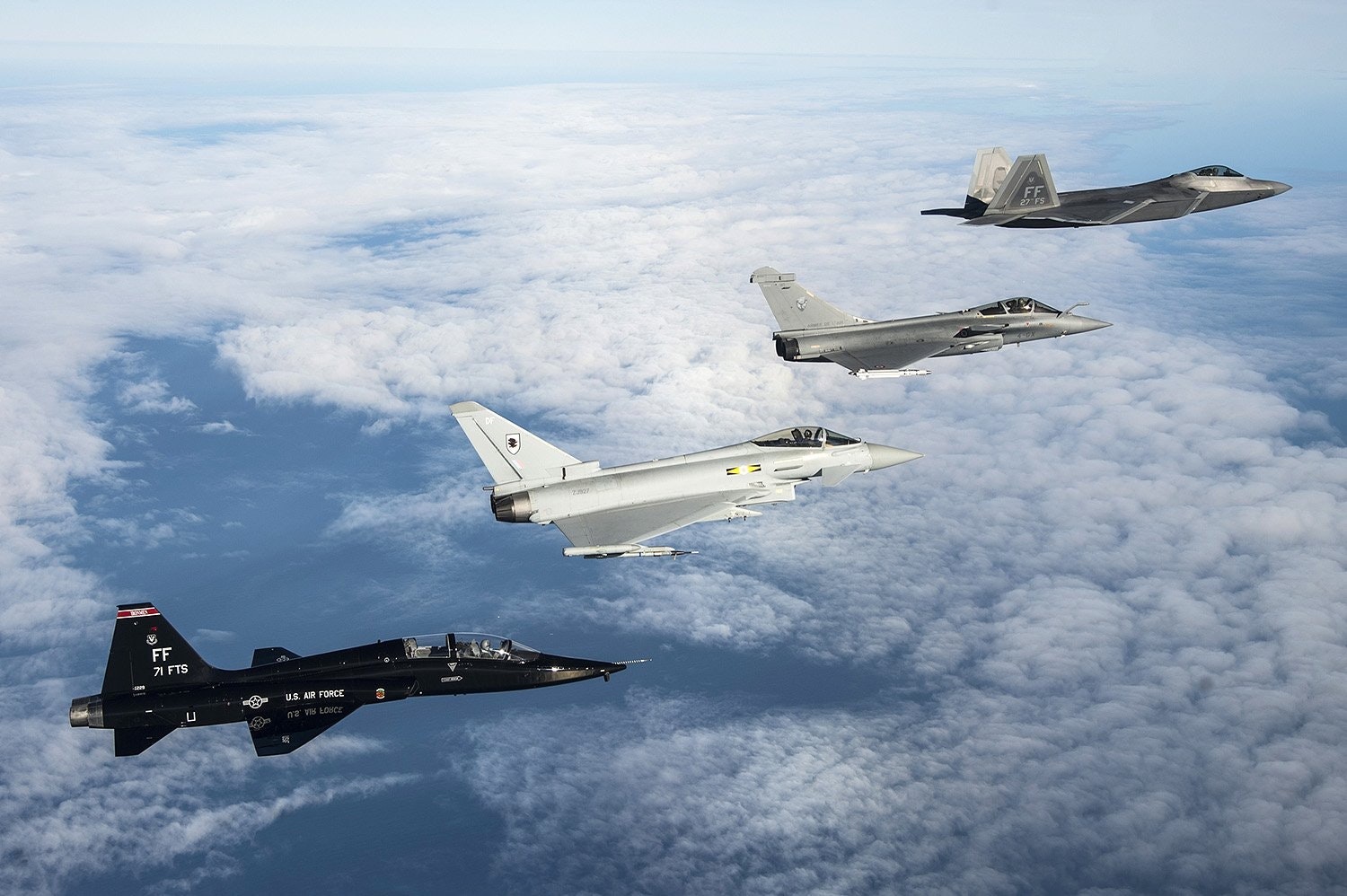 F-35, F-22, Typhoon and Rafale jets meet for Exercise Atlantic Trident