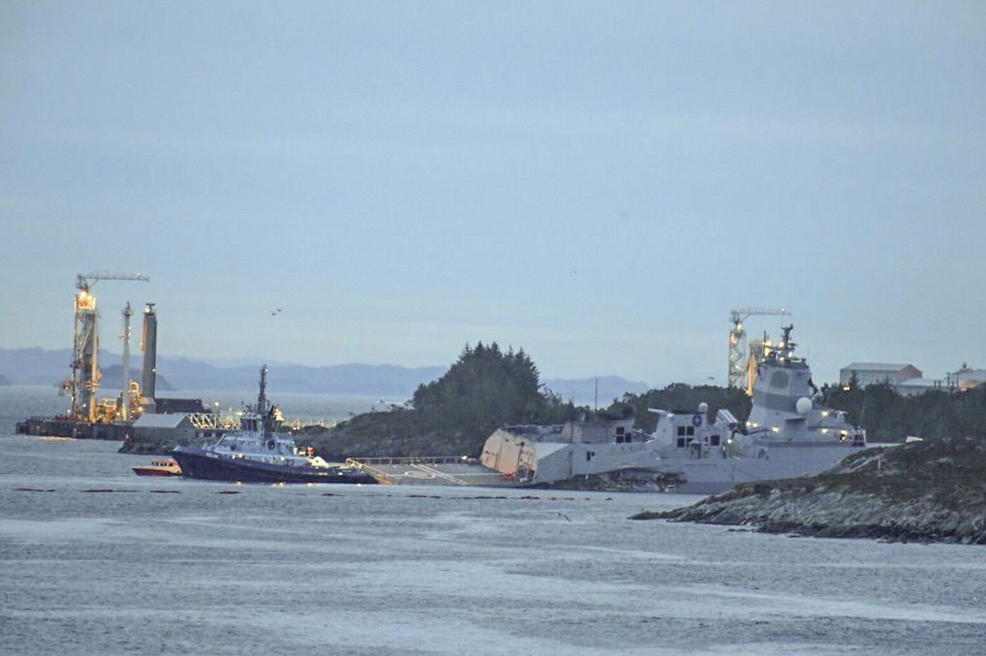 Norwegian frigate deliberately run aground to prevent sinking