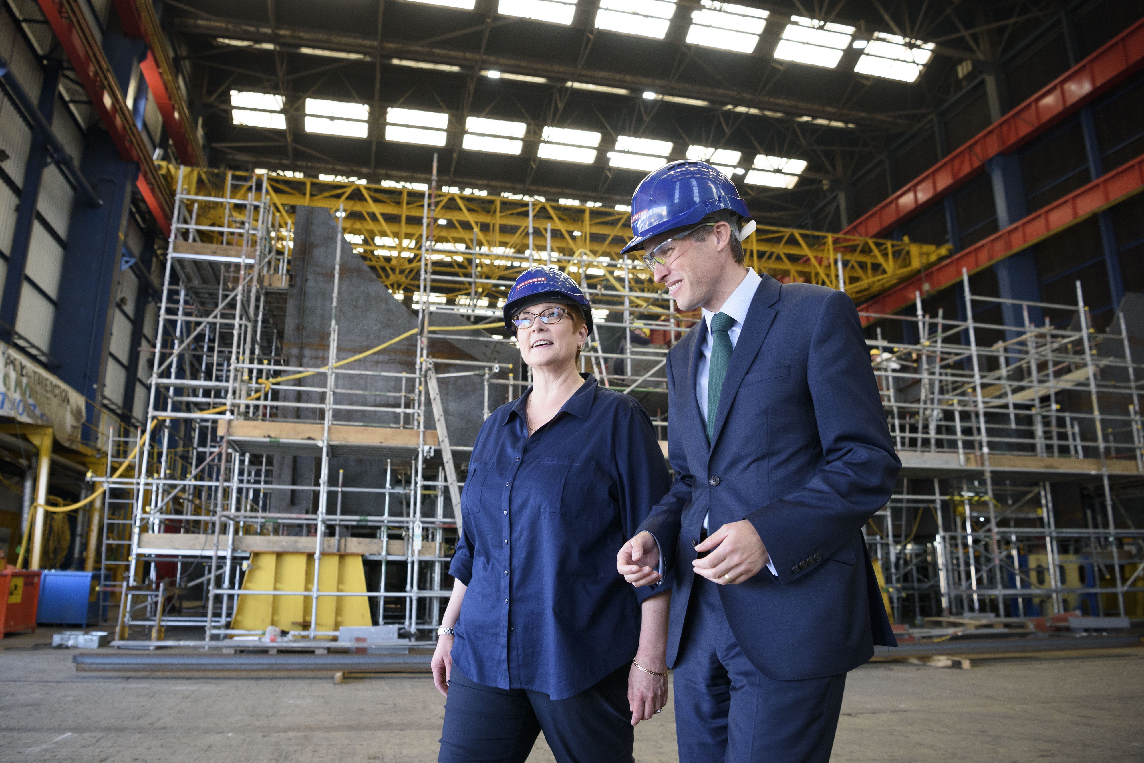 Defence Secretary and Australian Minister for Defence tour Glasgow shipyard